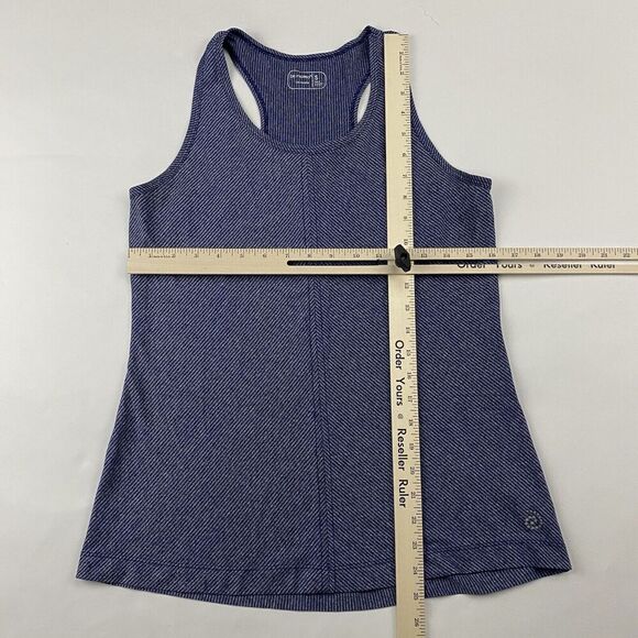 Be Inspired Size S Blue Striped Racerback Tank Top Polyester Activewear Top - Picture 2 of 7